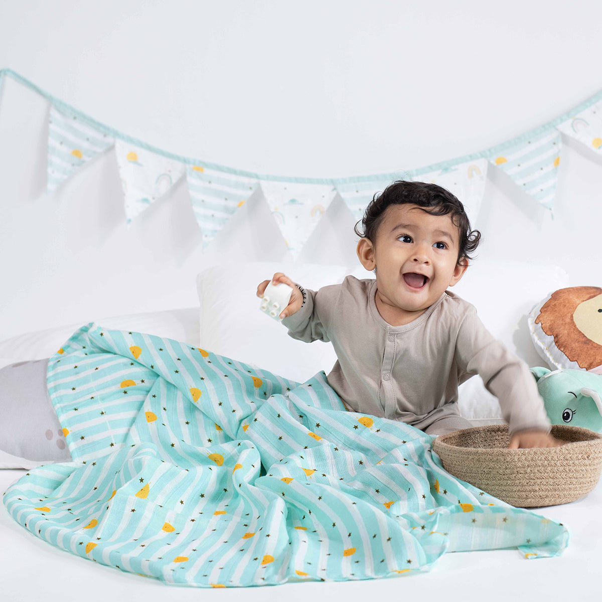 Tiny Snooze Organic Muslin Swaddles (Set of 2)- Horizon