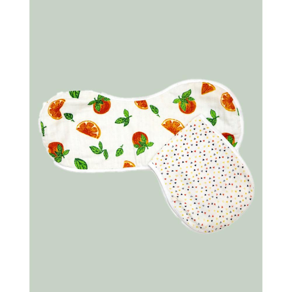 Theoni Organic Muslin 3 Layers Burpy Bib(Set of 2) - Orange Blossoms