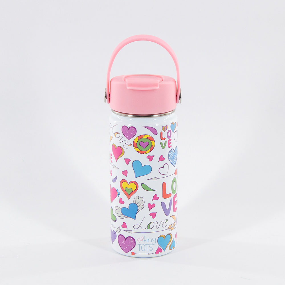 Insulated Steel Water Bottle, 410 ML - Pink Love
