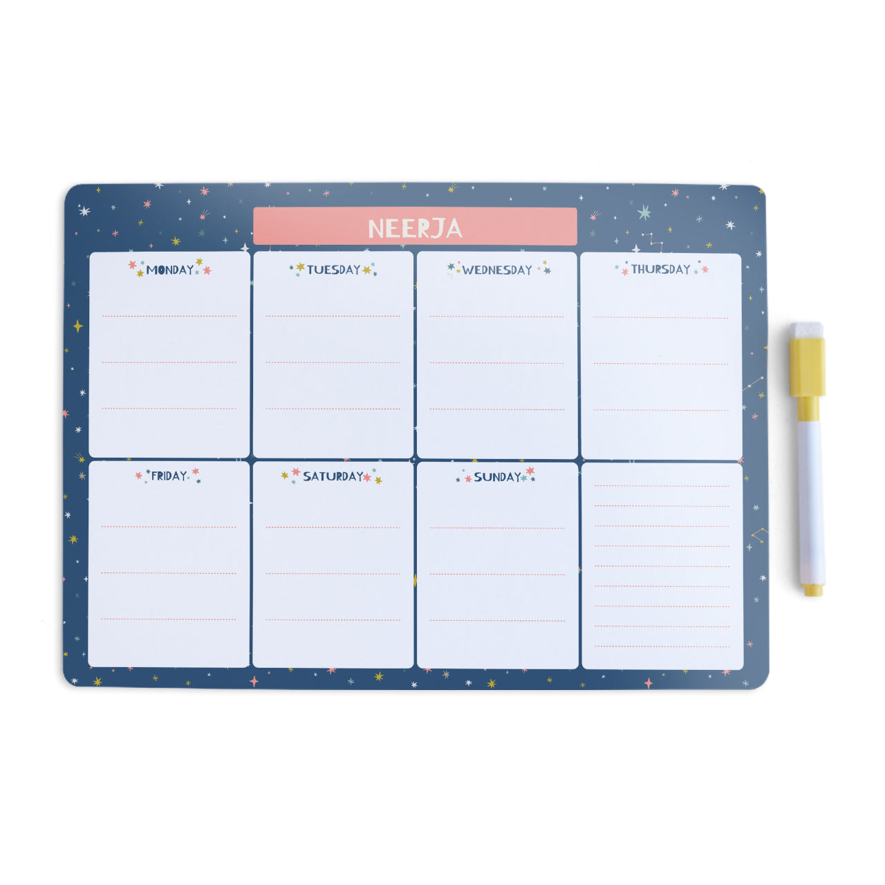 Personalised Meal / Weekly Planner - Twinkling Stars