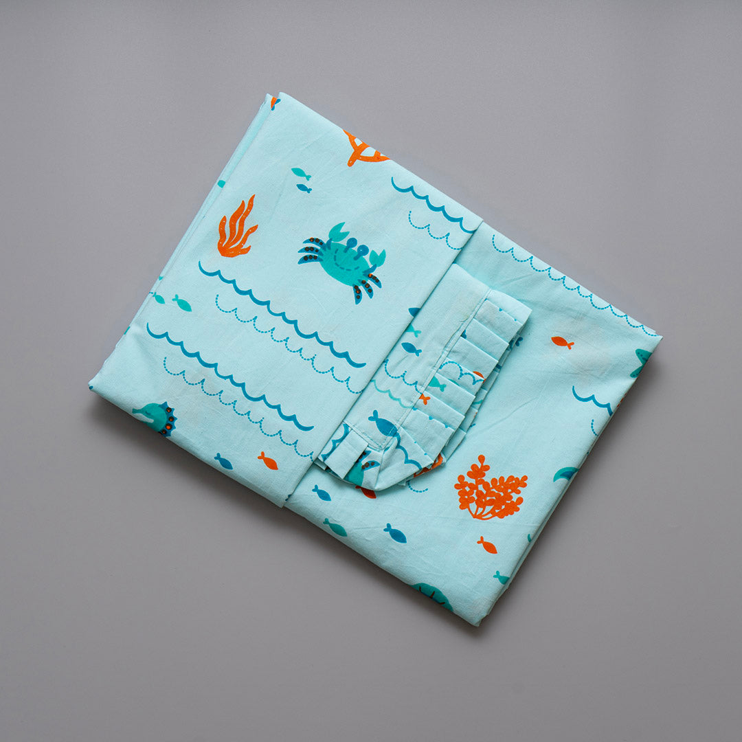 Gudgoodie Flat Crib Bedsheet - 100% Cotton Percale - Undersea Oasis