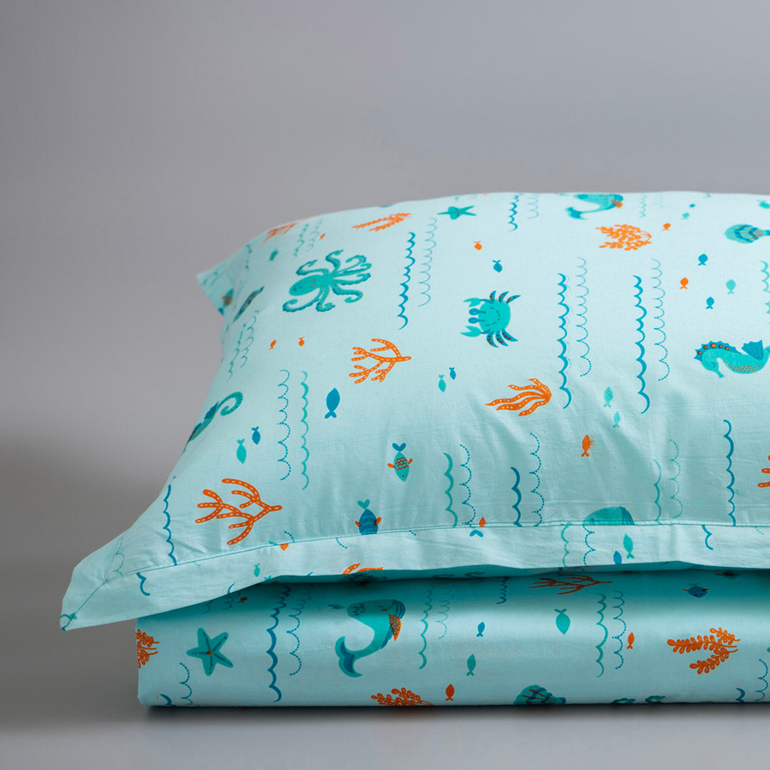 Gudgoodie Flat Crib Bedsheet - 100% Cotton Percale - Undersea Oasis