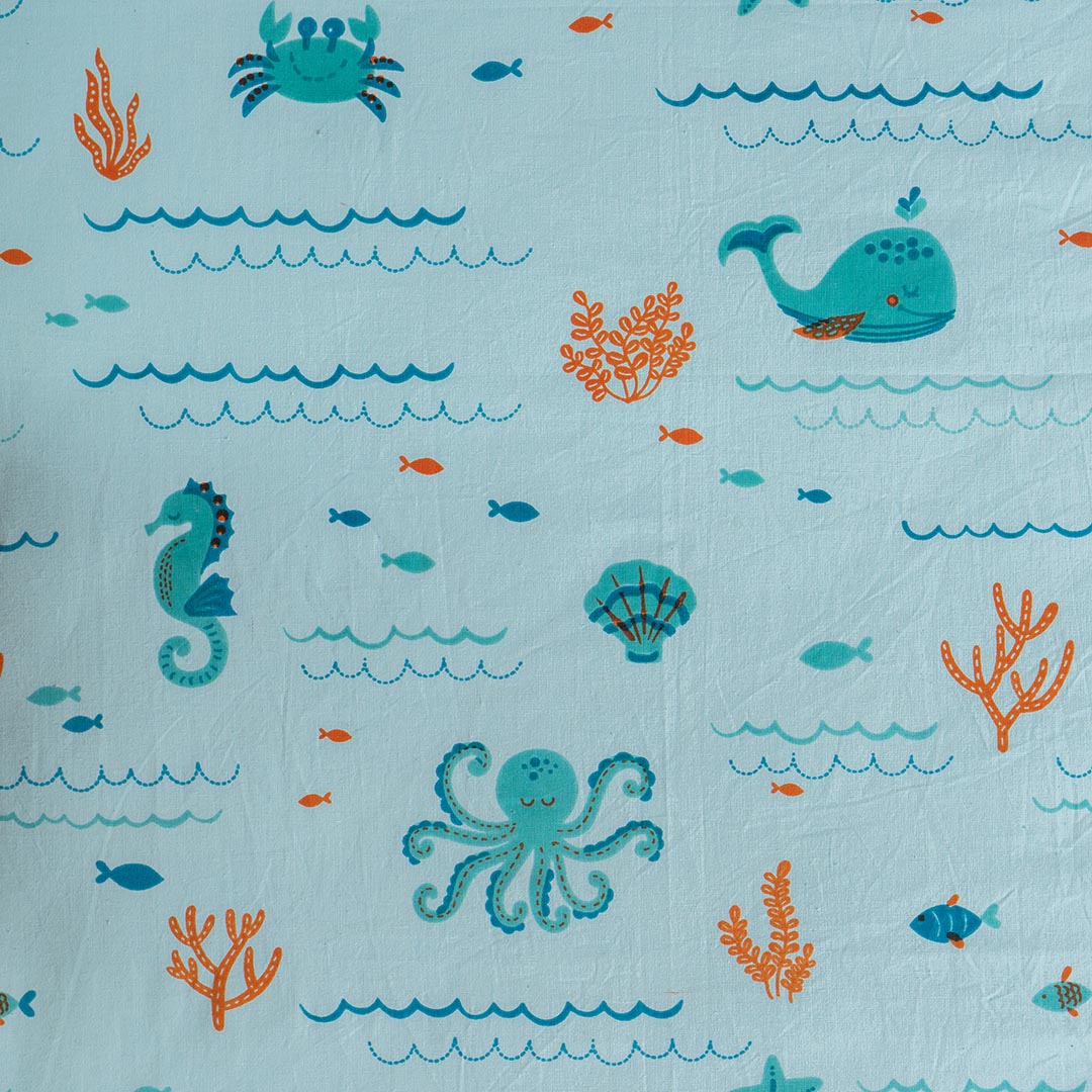 Gudgoodie Flat Crib Bedsheet - 100% Cotton Percale - Undersea Oasis
