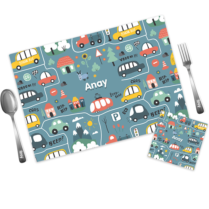 Mat Coaster Set - Vehicles,