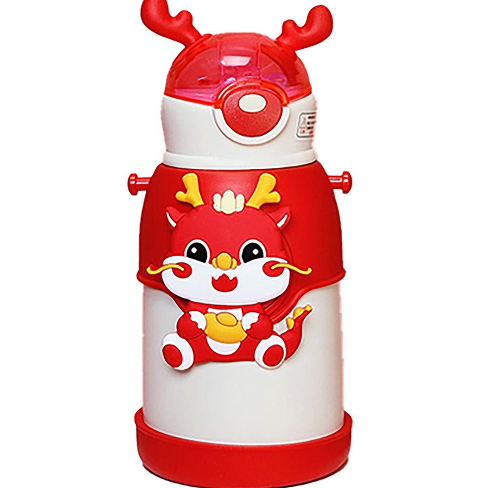 White Lucky Dragon theme Kids Water Bottle, 500ml - Little Surprise BoxWhite Lucky Dragon theme Kids Water Bottle, 500ml