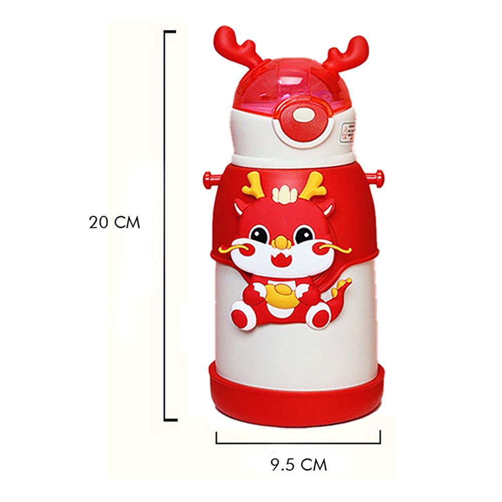 White Lucky Dragon theme Kids Water Bottle, 500ml - Little Surprise BoxWhite Lucky Dragon theme Kids Water Bottle, 500ml