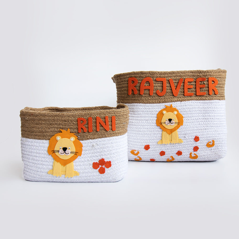 Baby Animals- Cotton Rope Basket- Individual/ Set Of 2