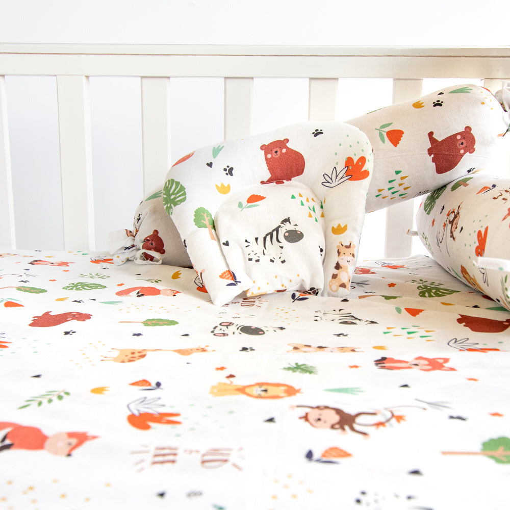 Baby Animals - Cot Bedsheet Set (Fitted)