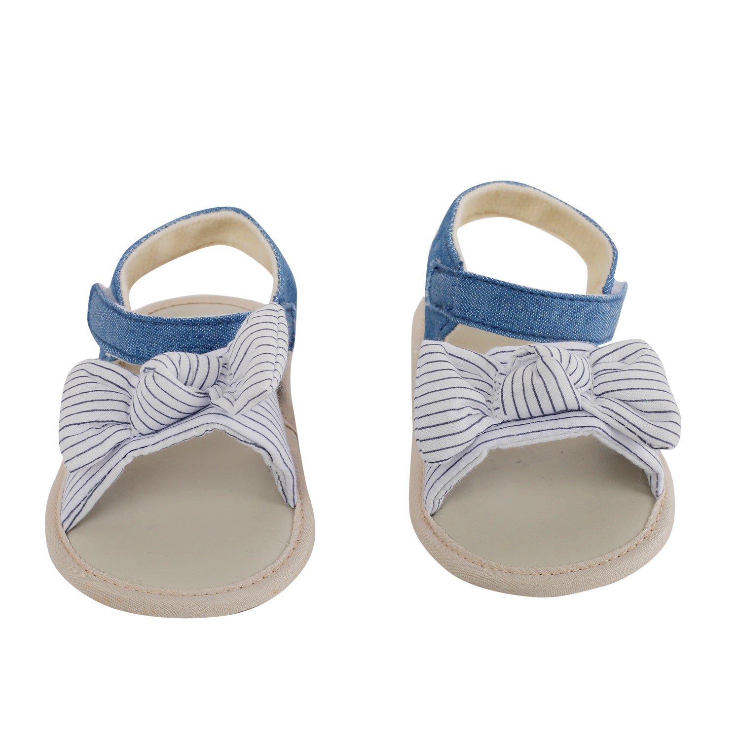 Baby Moo Striped Blue Booties