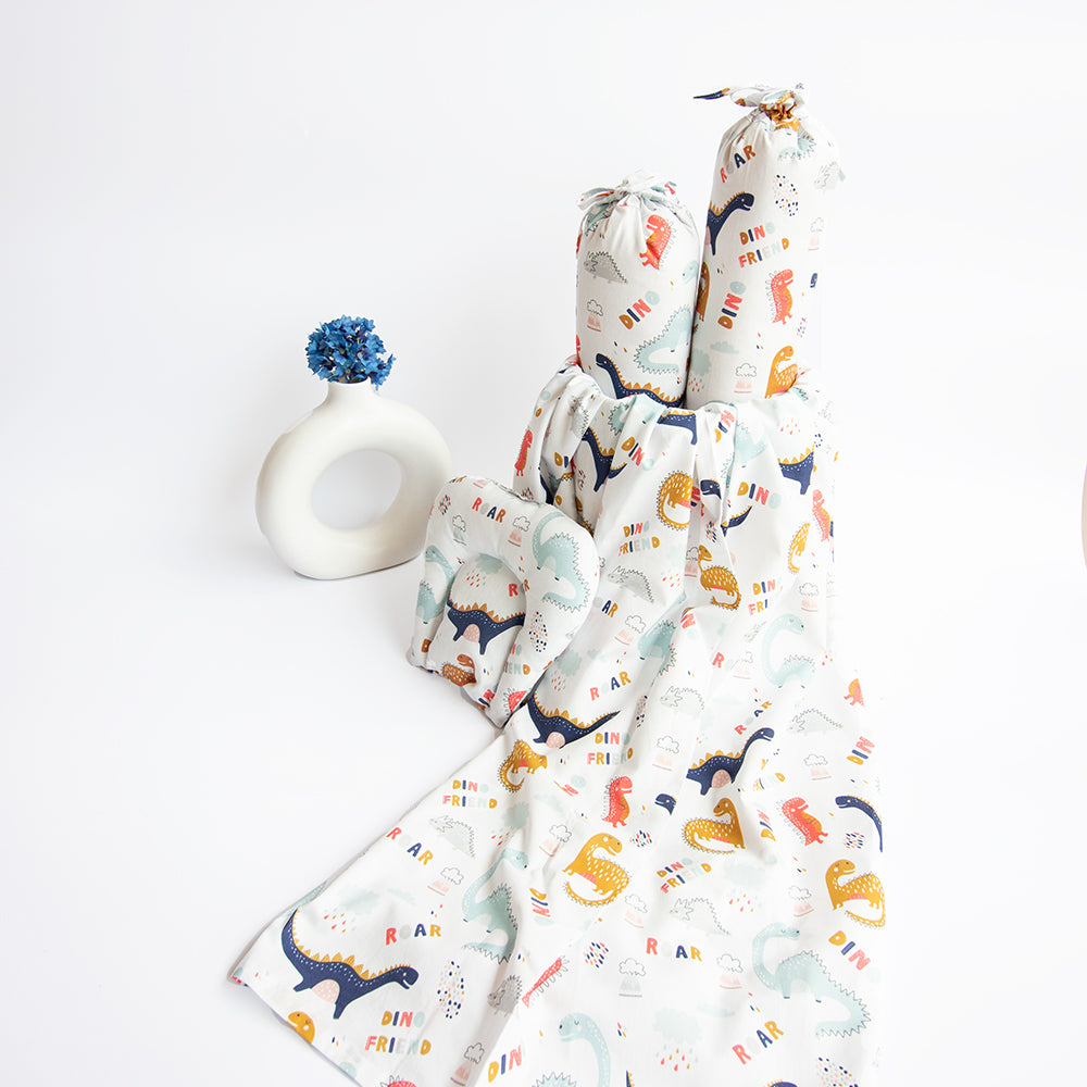 Dino Friend - Cot Bedsheet Set (Fitted)