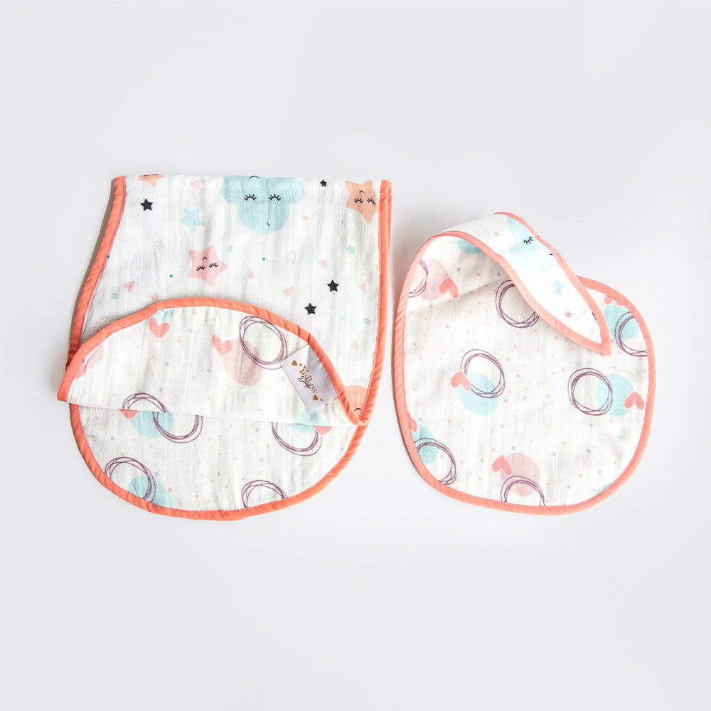 In The Sky - Reversible Bib & Burpy Cloth Set