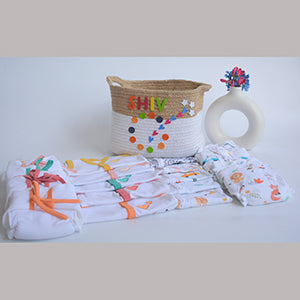 Hearts & Colours Basket - Everyday Essentials Nappy & Vest (Set of 20)