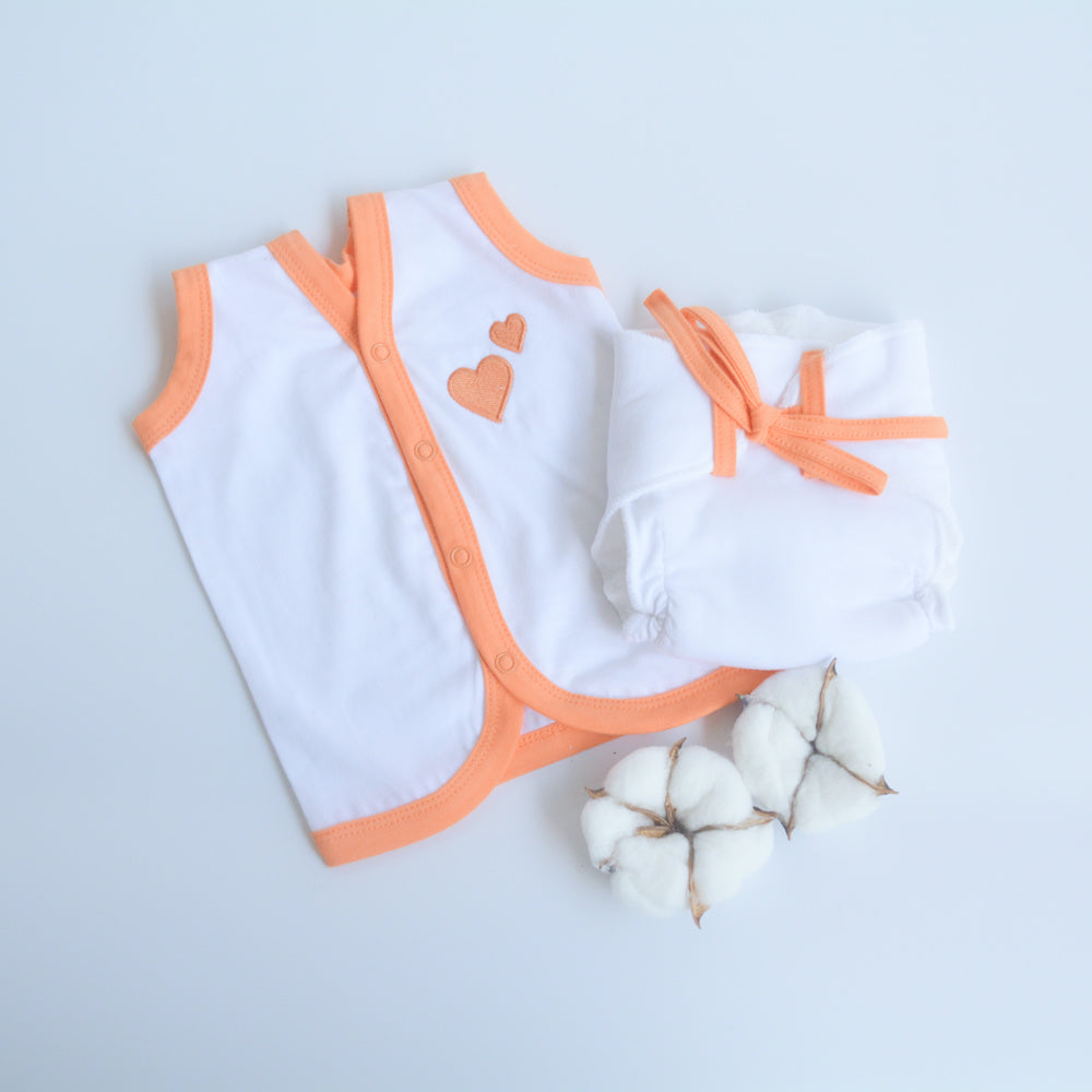 Orange Hearts Babywear Set