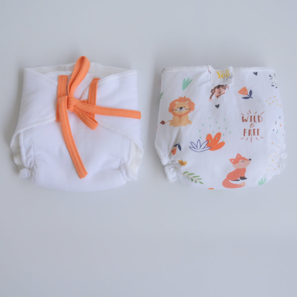 Orange Hearts - Doodle Dry Nappies (Set of 2)