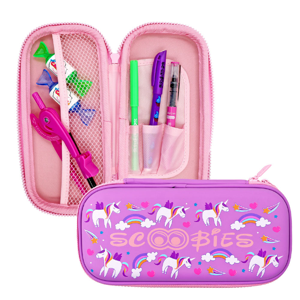 Scoobies Glow-in-the-Dark Pencil Case (Planet Unicorn) | Premium EVA Quality | With Separate Stationery Slot | Multi-Use Pouch