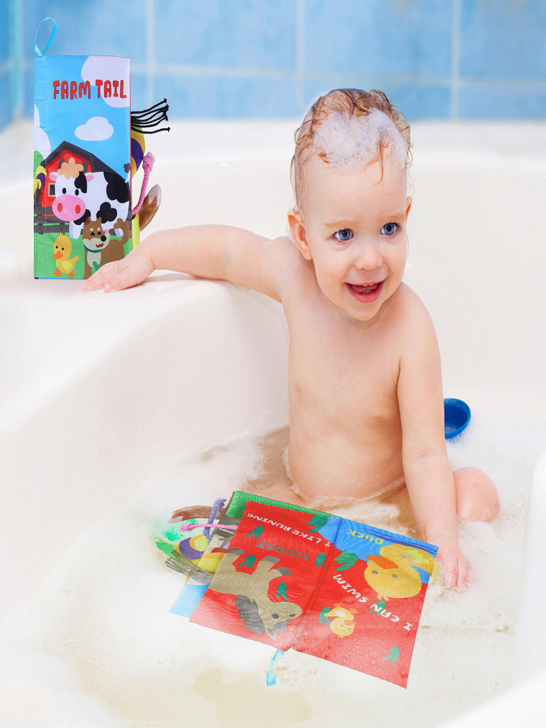 Baby Moo Farm Tail Early Children Sensory Development Interactive 3D Cloth Book With Rustle Paper - Multicolour