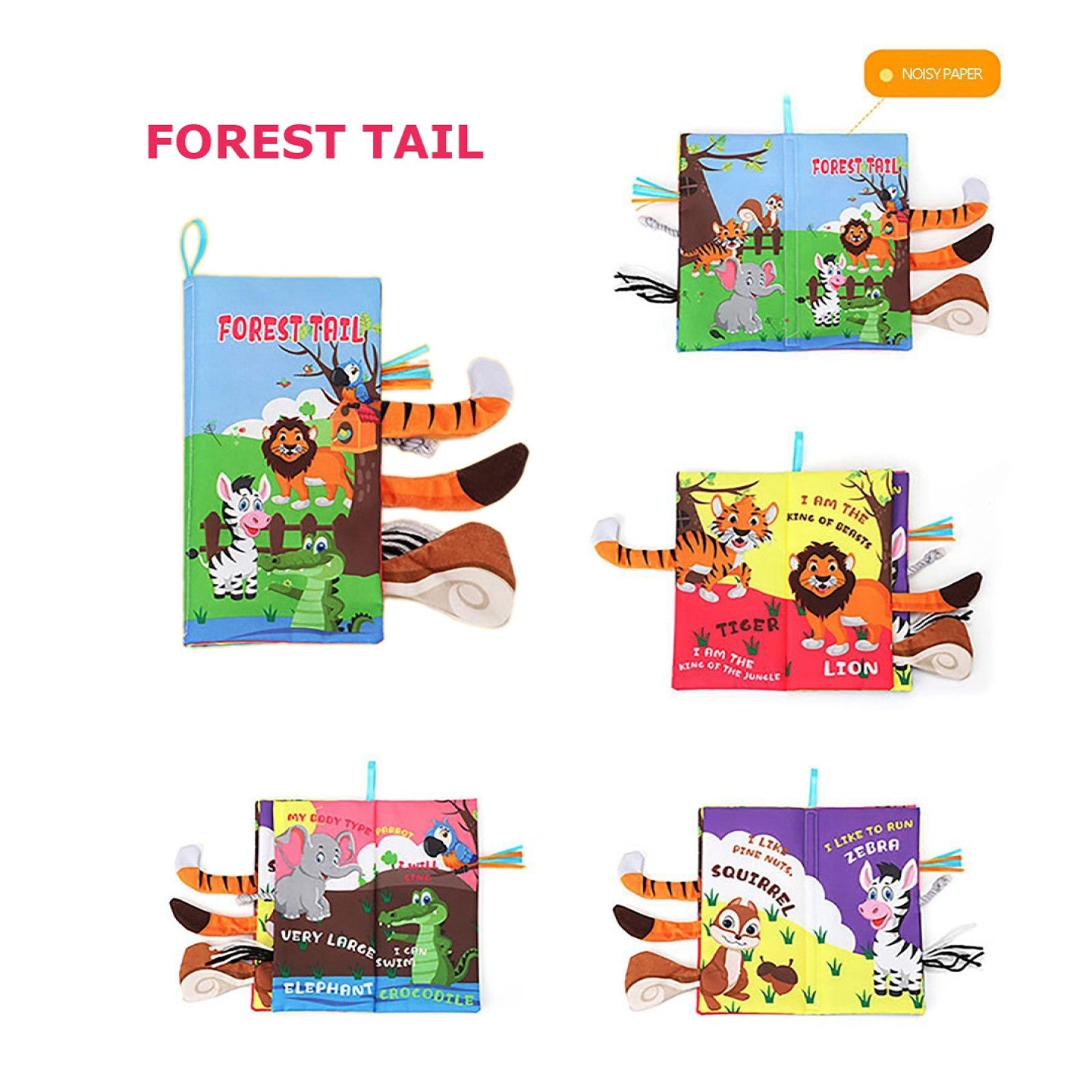 Baby Moo Forest Tail Early Children Sensory Development Interactive 3D Cloth Book With Rustle Paper - Multicolour