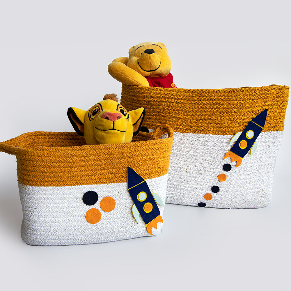 Child Of The Universe- Cotton Rope Basket - Individual/ Set Of 2