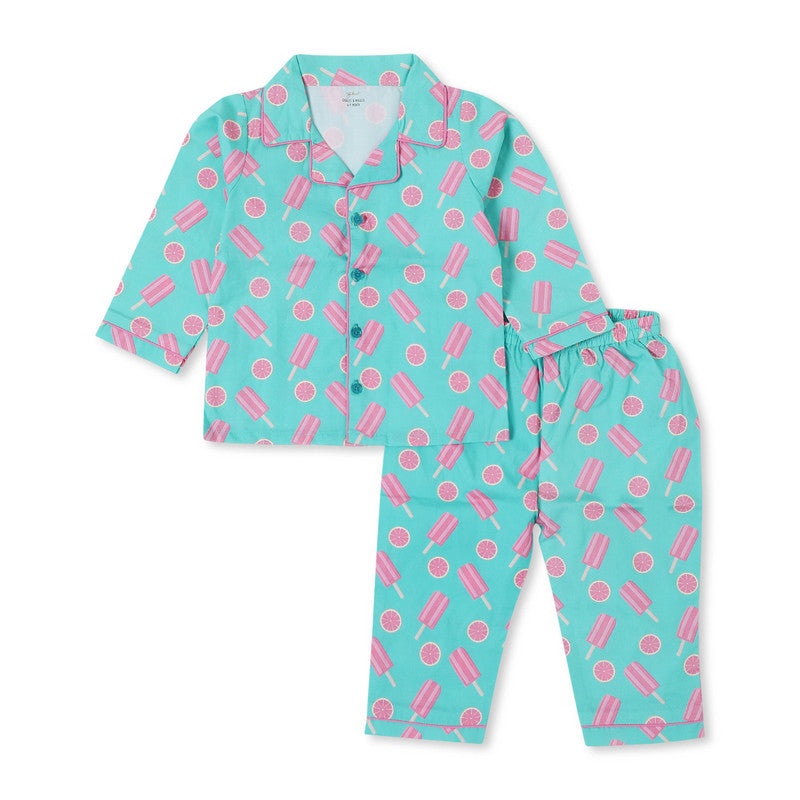 Giggles & Wiggles Tropical Vibes Cotton Front Open Night Suit Set