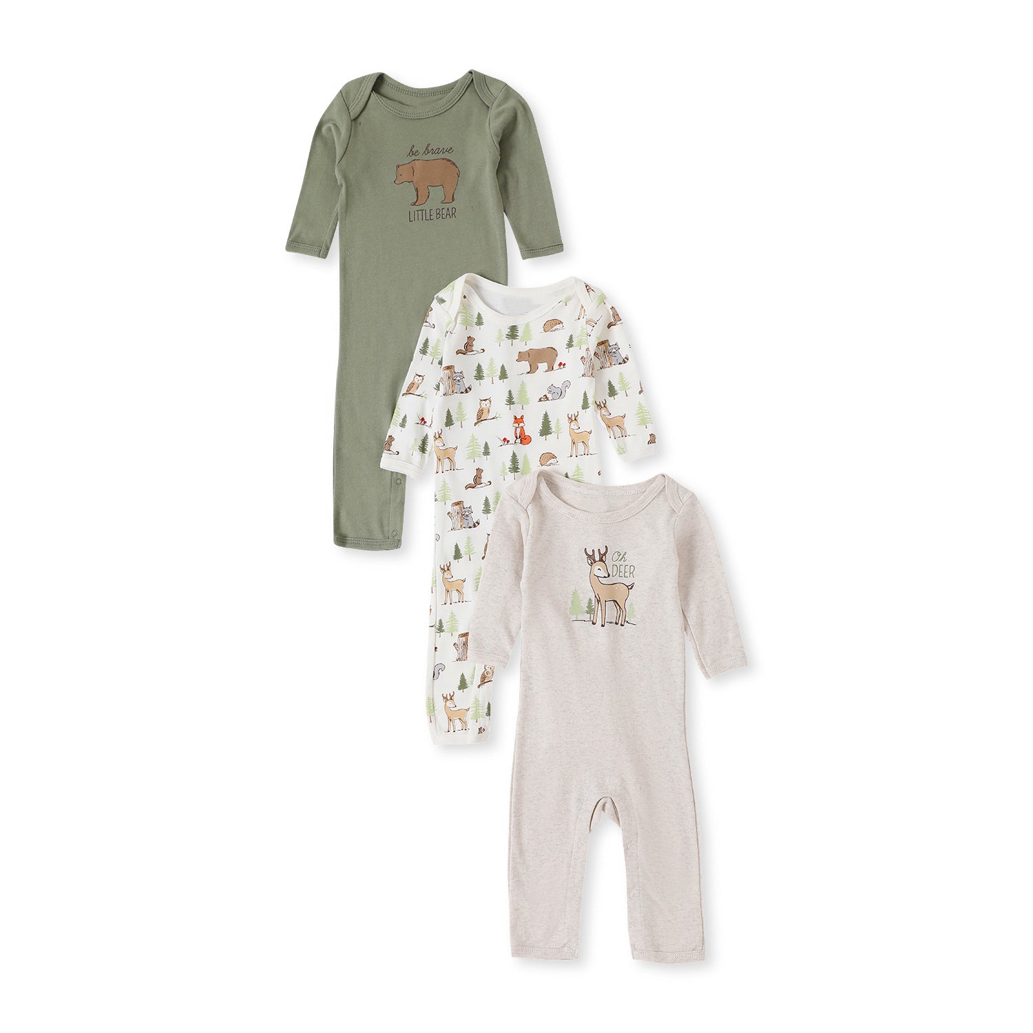 Giggles & Wiggles  Animal Tribe Multicolor Sleepsuit (Pack of 3)