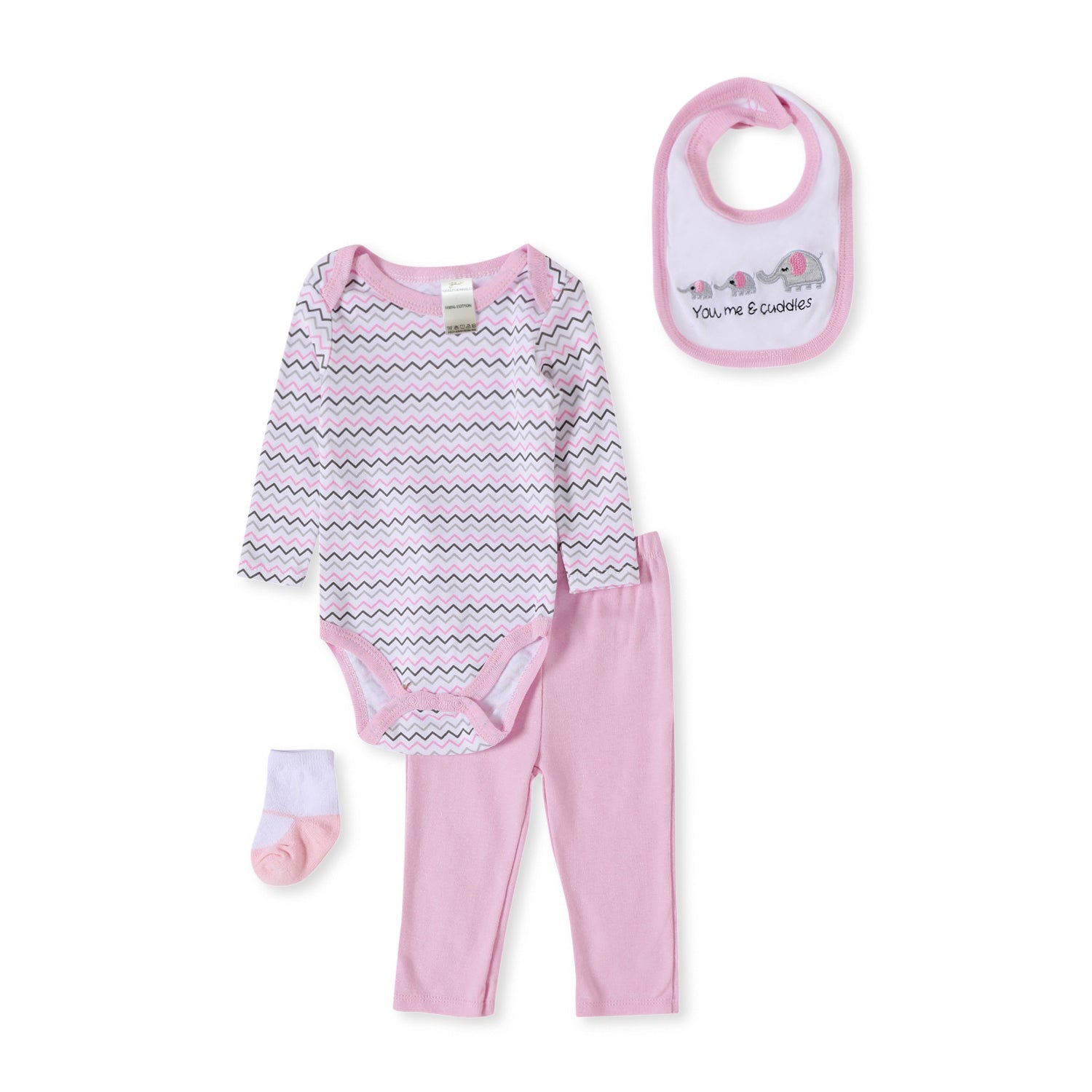 Giggles & Wiggles Chevron Pink Pink Onesies With Legging