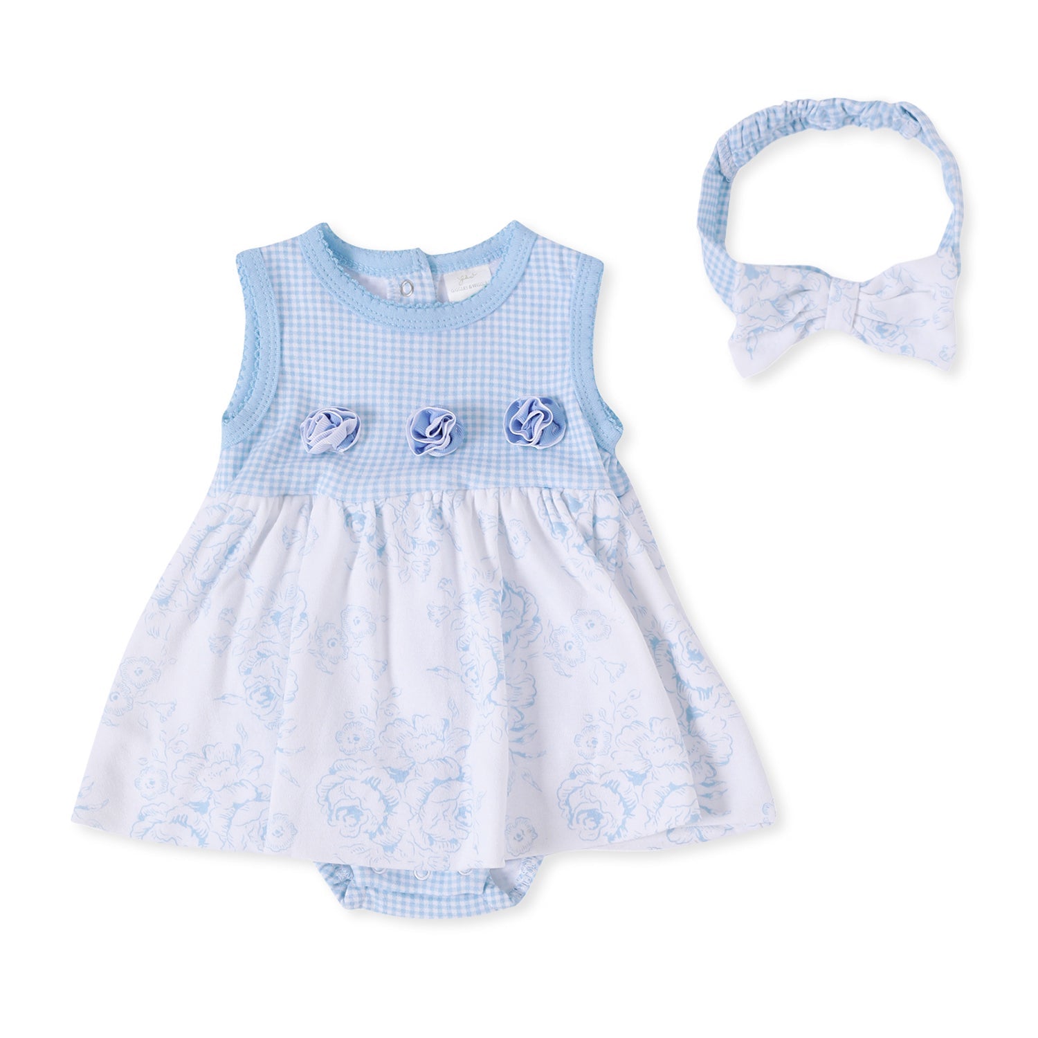 Giggles & Wiggles Let's Twirl Powder Blue Floral Dress With Accessories