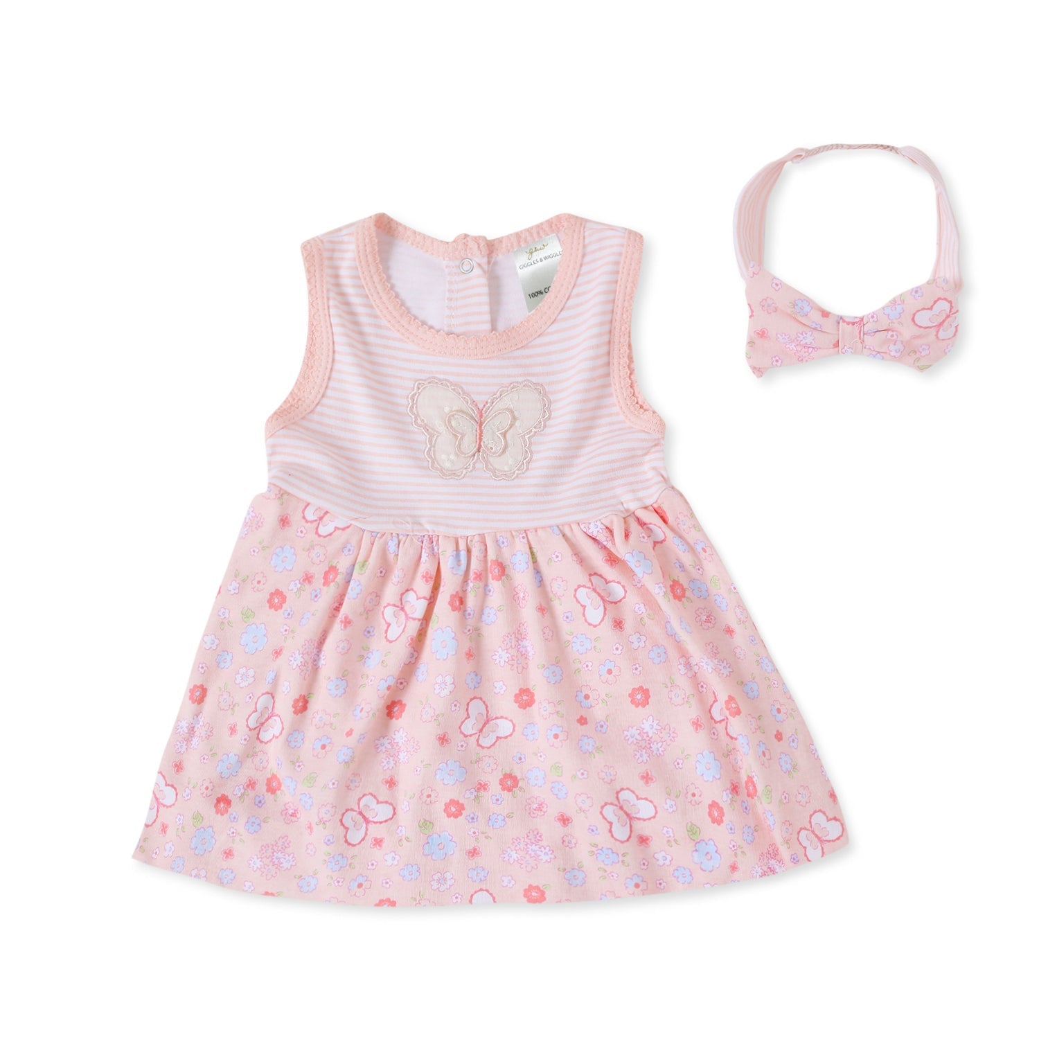 Giggles & Wiggles Little Beauty Blossom Pink Floral Dress With Accessories