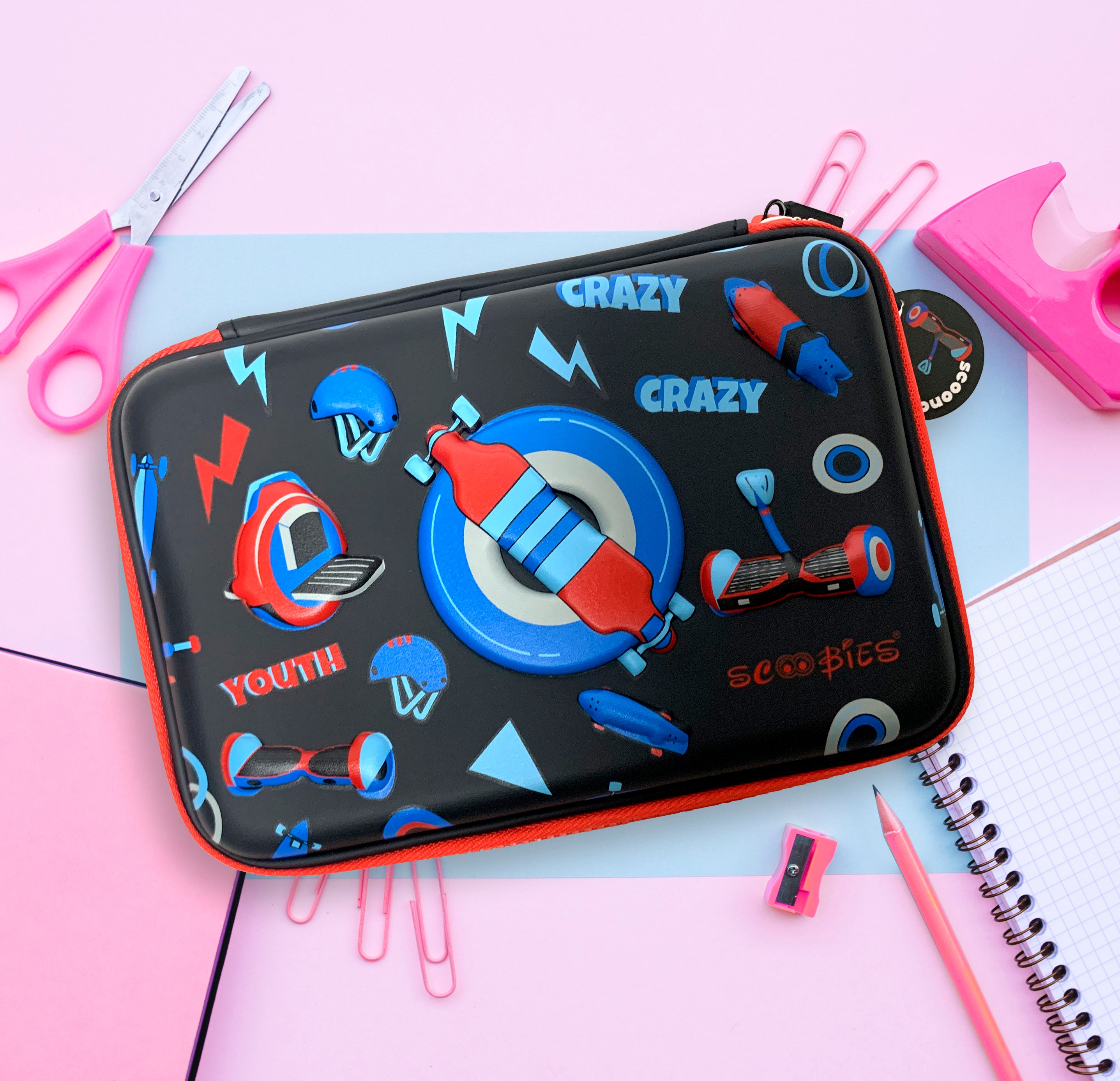 Scooboard Pencil Case | 3D Design | Quirky Colours | Multi-use Pouch