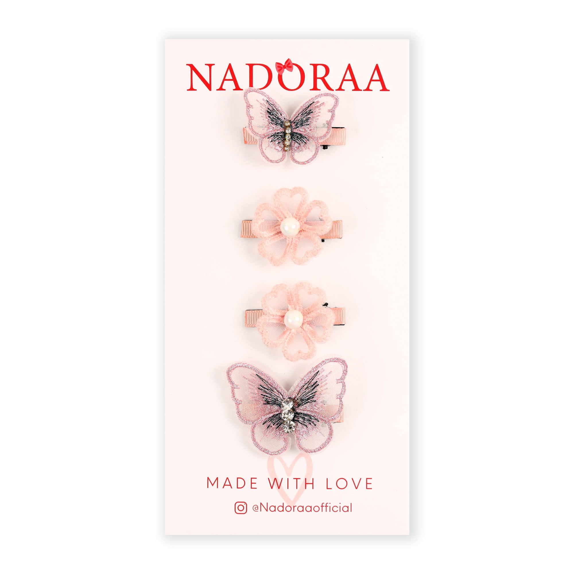 Nadoraa Pink Pearl Hairclips- Pack Of 4