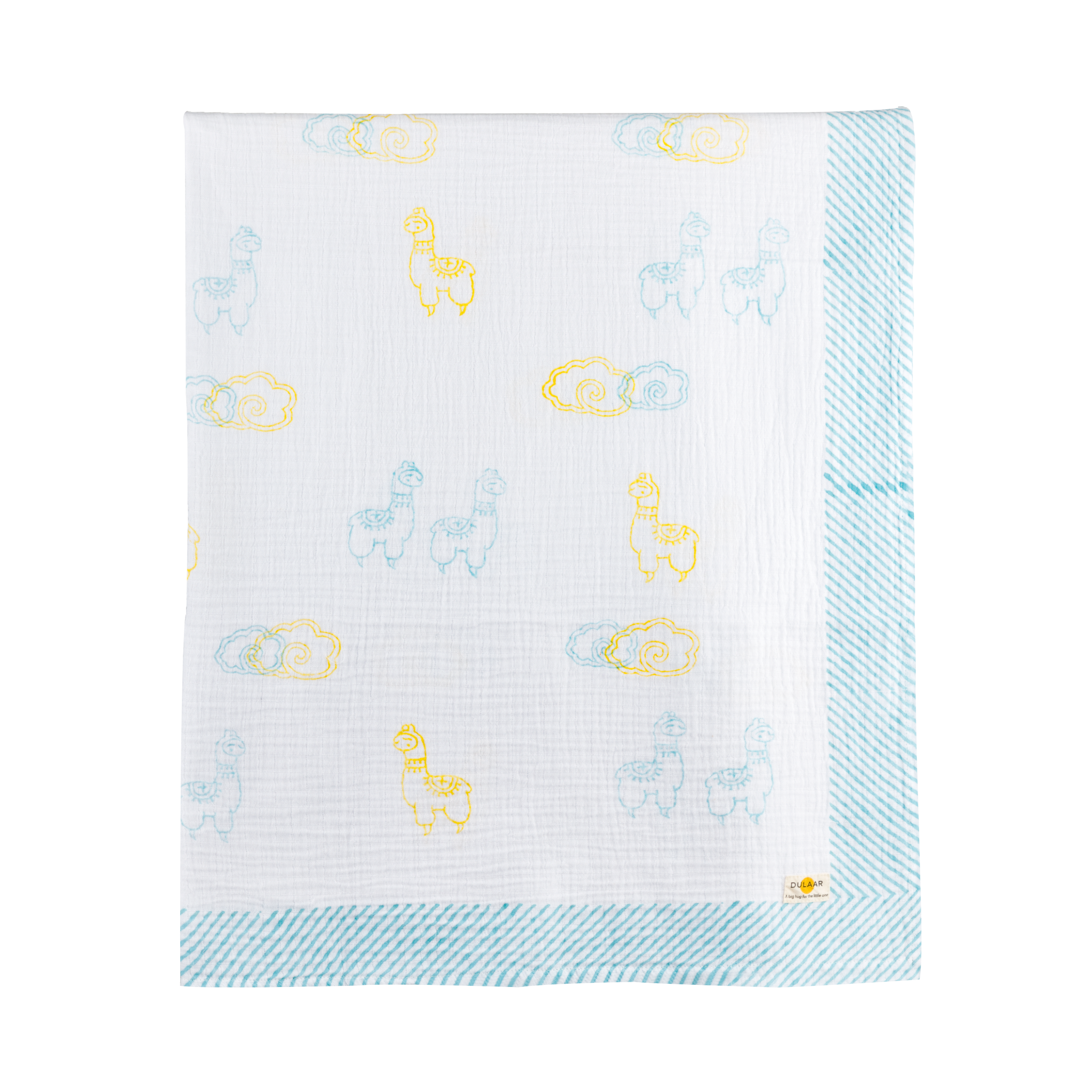 Dulaar Organic Muslin Swaddle (Hand-Block Printed) - Llama Love