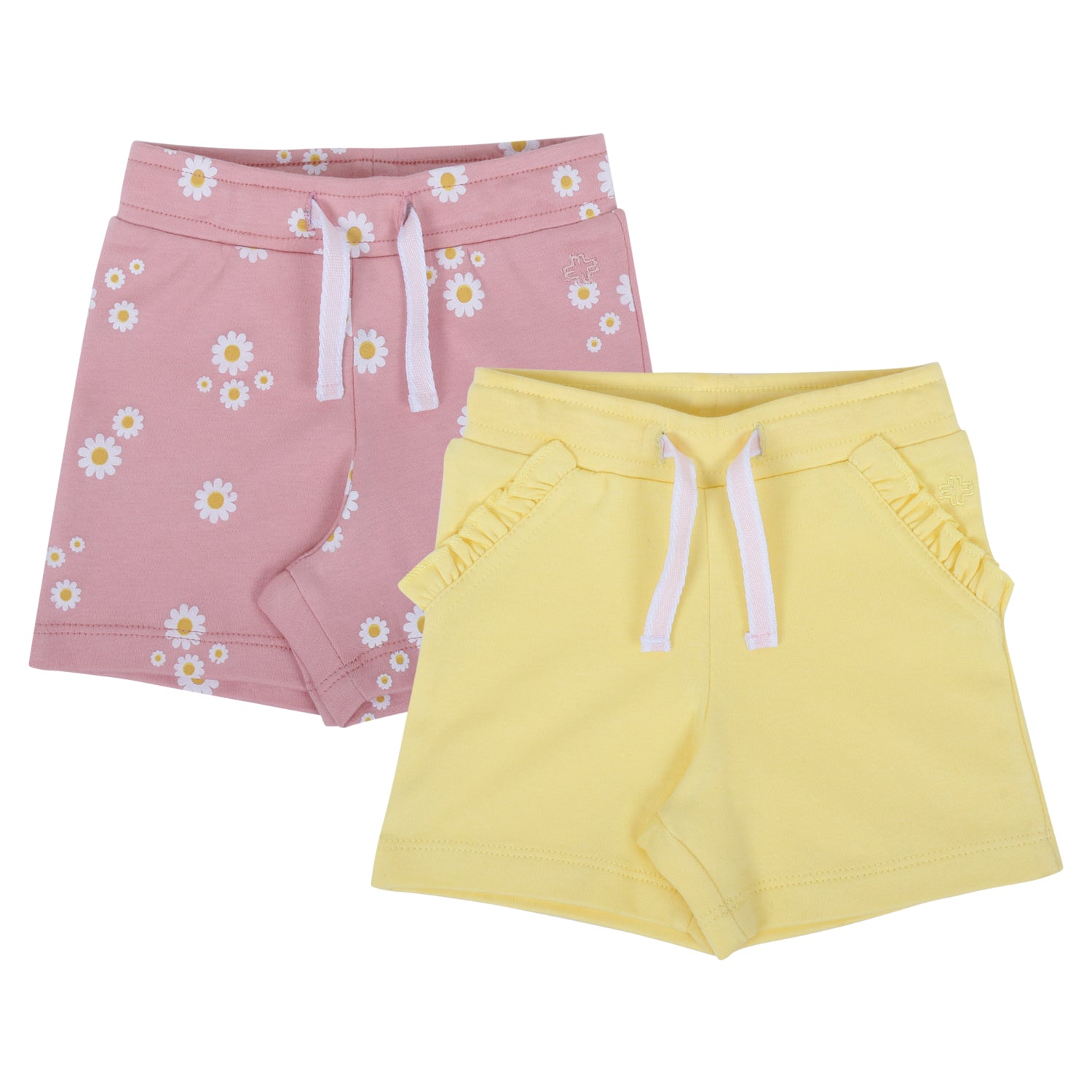 My Milestones Shorts - Peach Daisy / Yellow- 2 Pc Pack