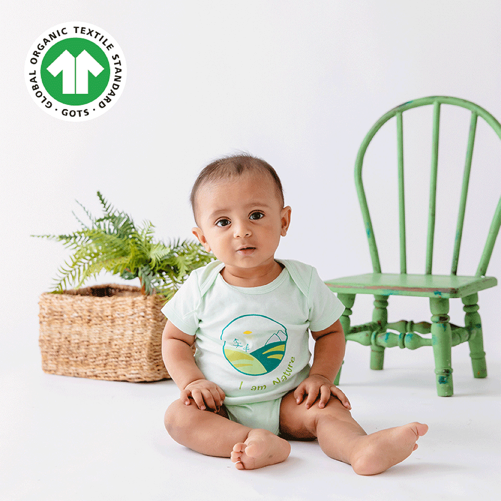 Greendigo Organic Cotton Green Bodysuit For New Born Baby Boys And Baby Girls