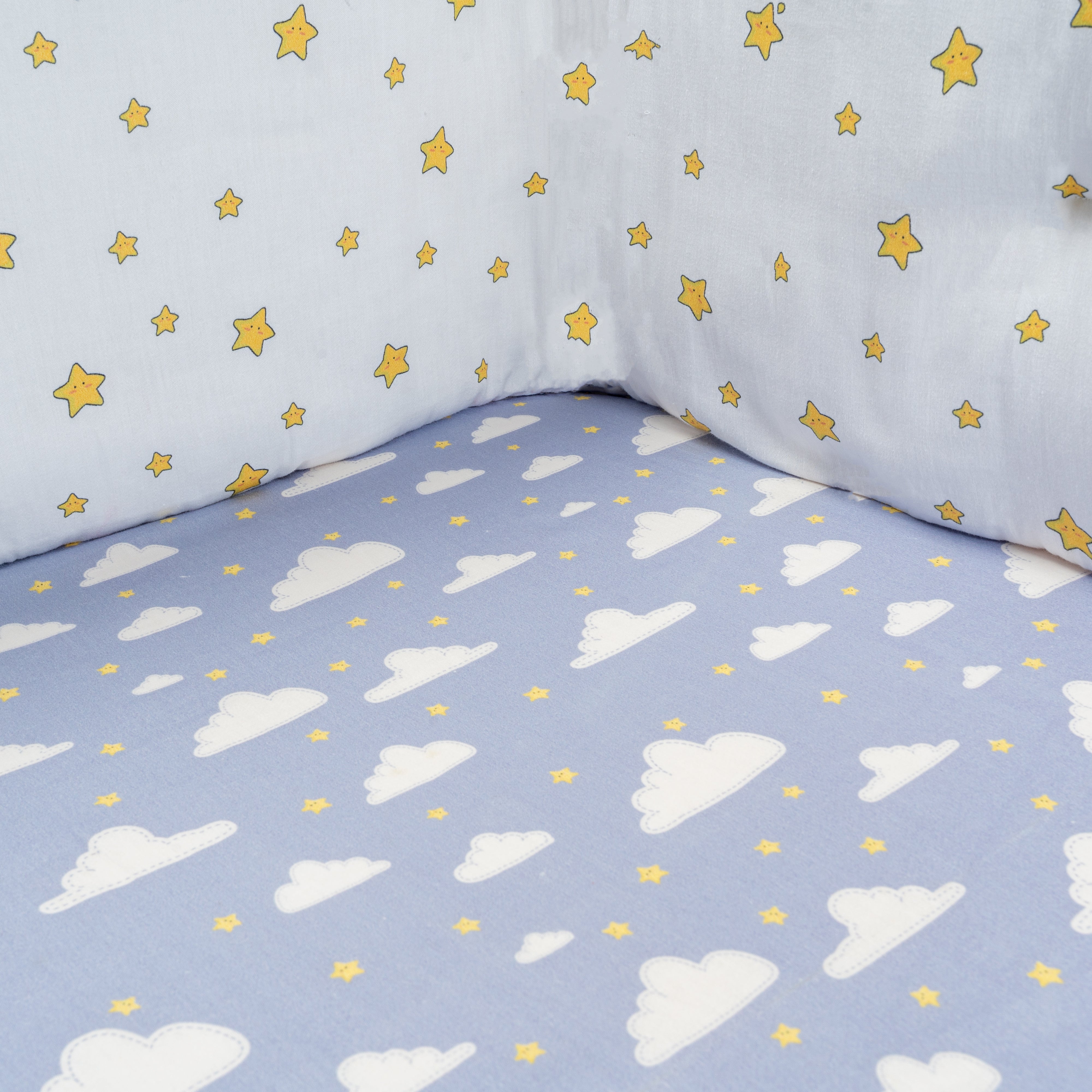 Tiny Snooze Organic Fitted Cot Sheet- Clouds