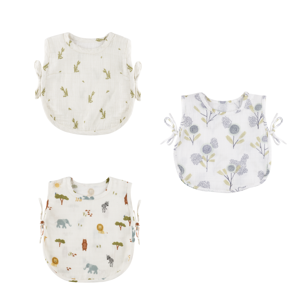 Dulaar Organic Muslin Jhabla (Set of 3) - Green Zen + The Sparrow and Flower + Squad Goals