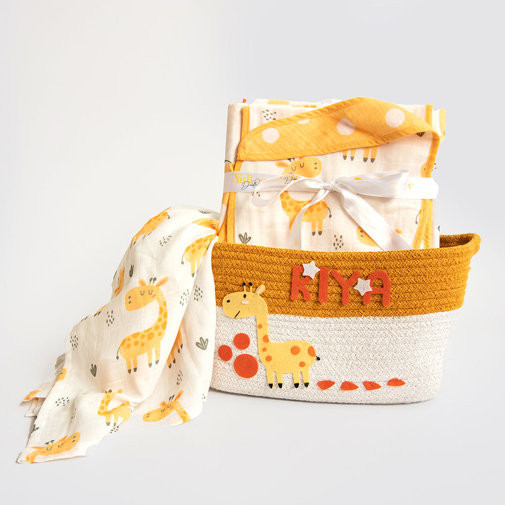 Baby Giraffe - Personalised Essential Gift 'Baskets Of Love'