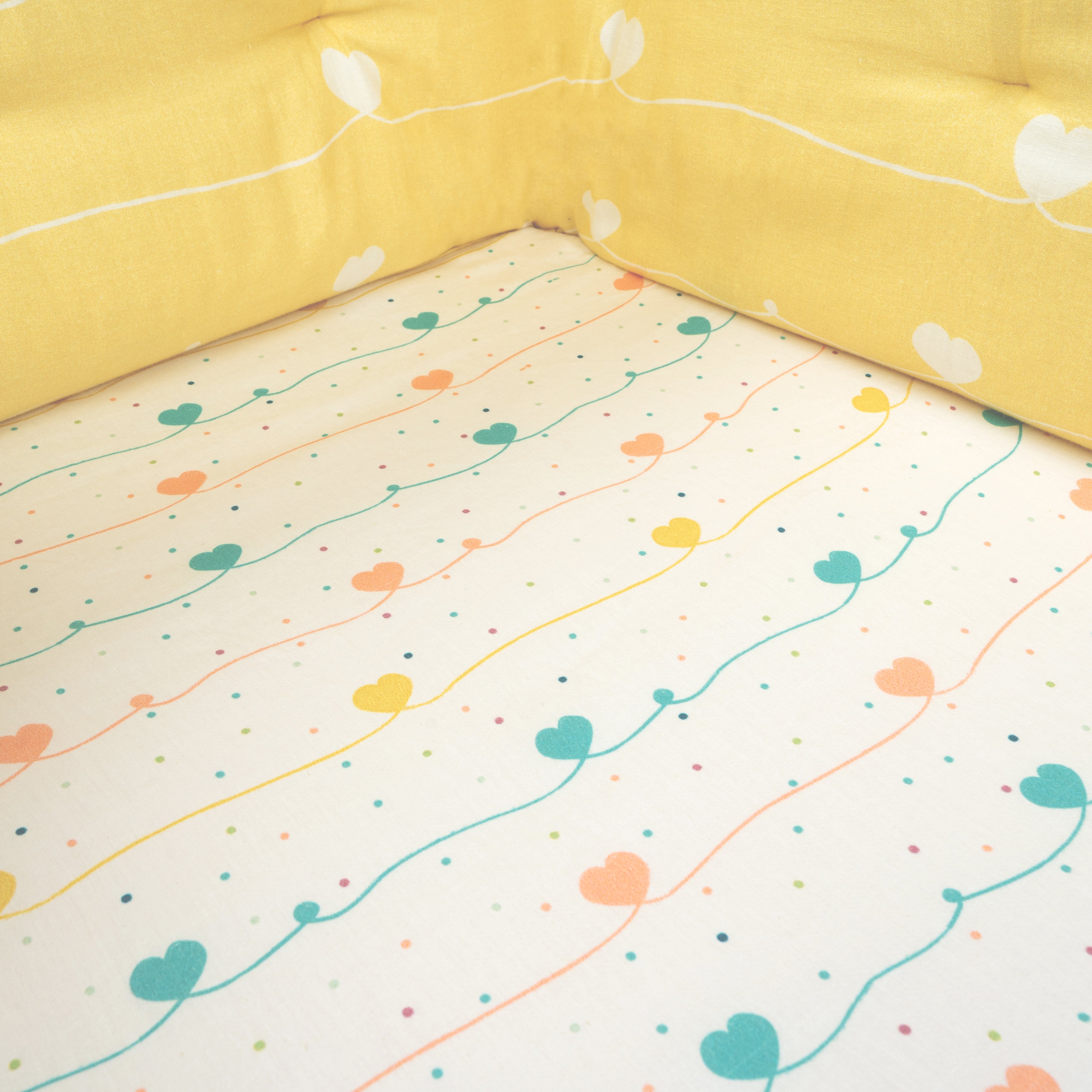 Tiny Snooze Organic Fitted Cot Sheet- Hearts