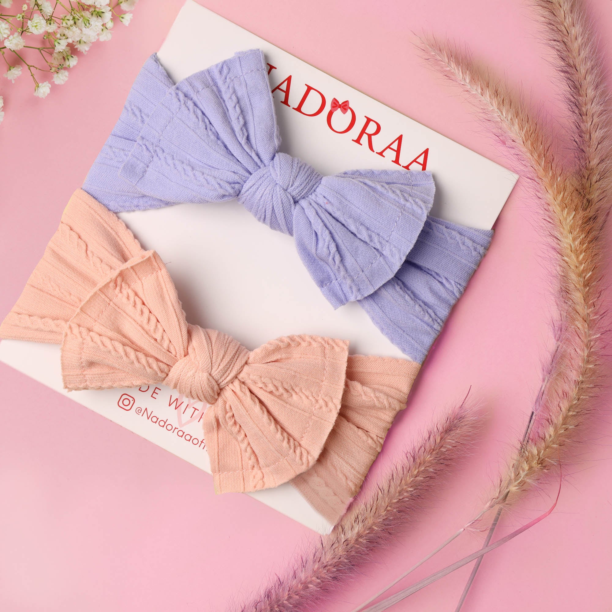 Nadoraa Peach & Purple Baby Headbands- 2 Pack