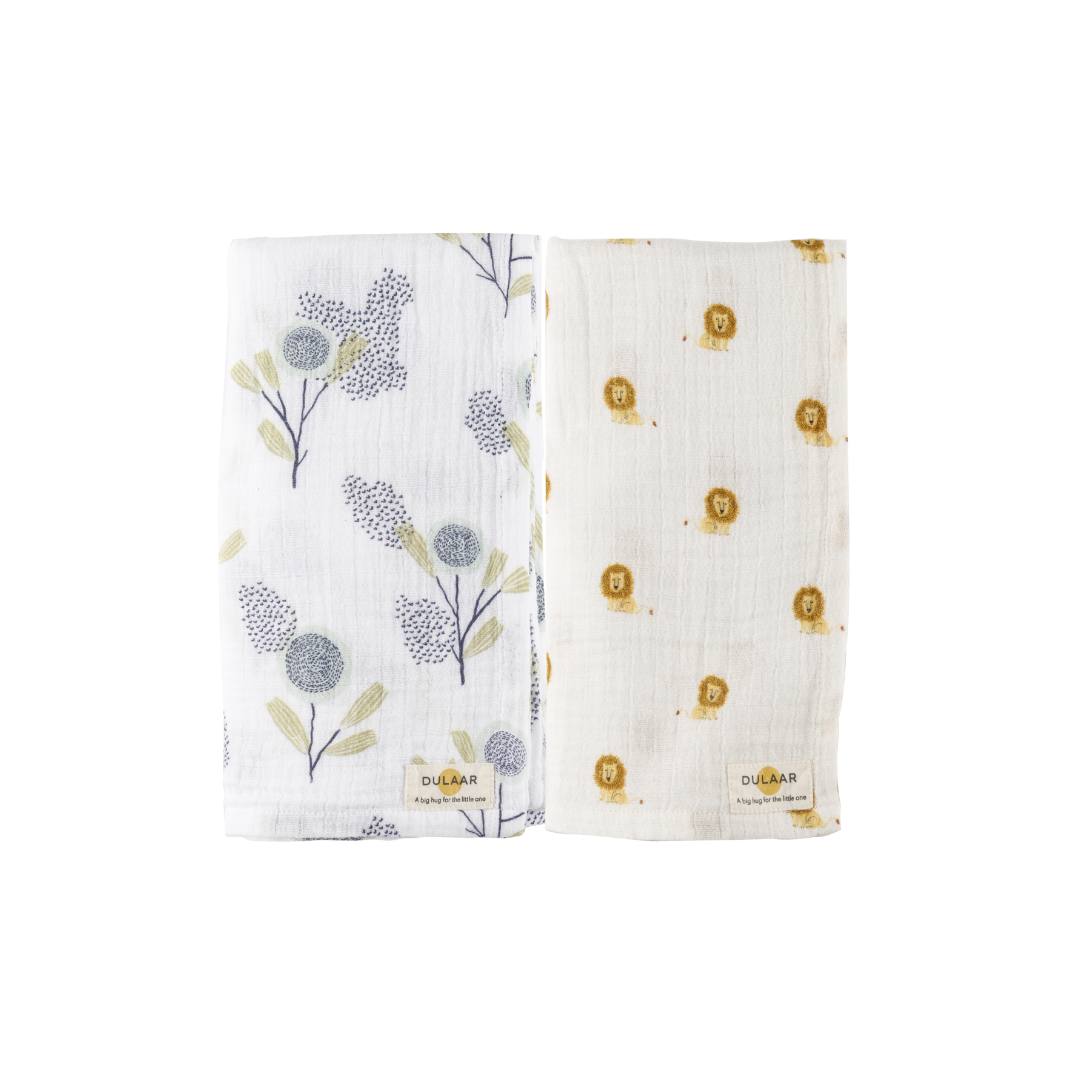 Dulaar Organic Muslin Swaddle (Set of 2) - The Sparrow and Flower + Just Lion Around