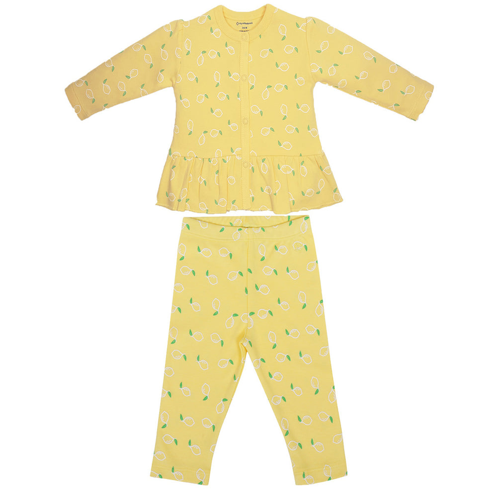 My Milestones Baby Top & Bottom Set - Lemon Yellow Print