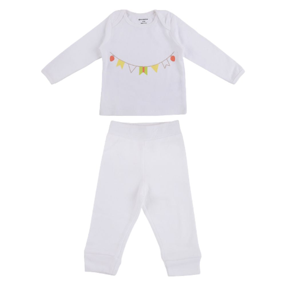 My Milestones Baby T-shirt & Pant Set Full Sleeves -White