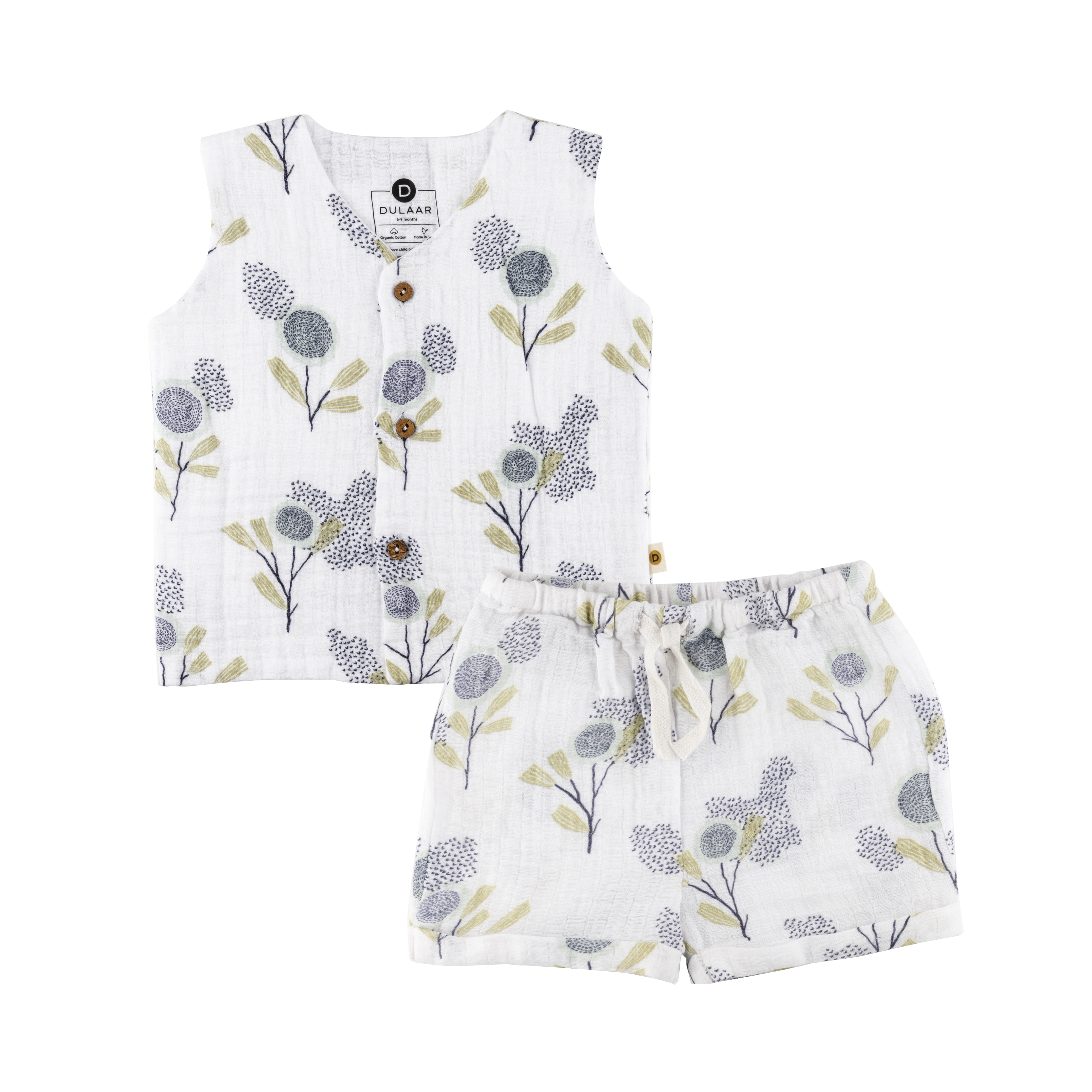 Dulaar Organic Muslin Vest & Shorts Set - The Sparrow And Flower