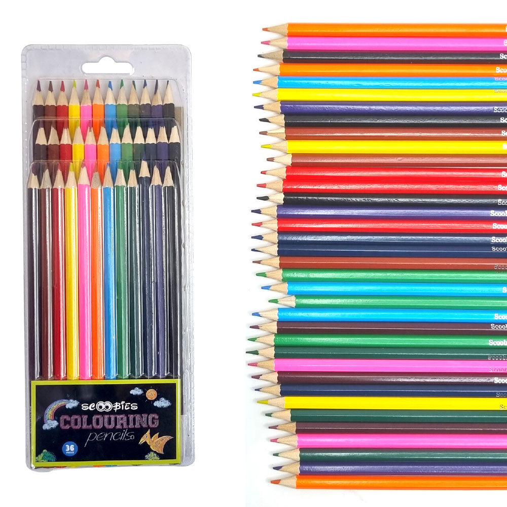 Scoobies Colouring Pencils | Pack of 36 Multi-colour Pencils | Kids Safe