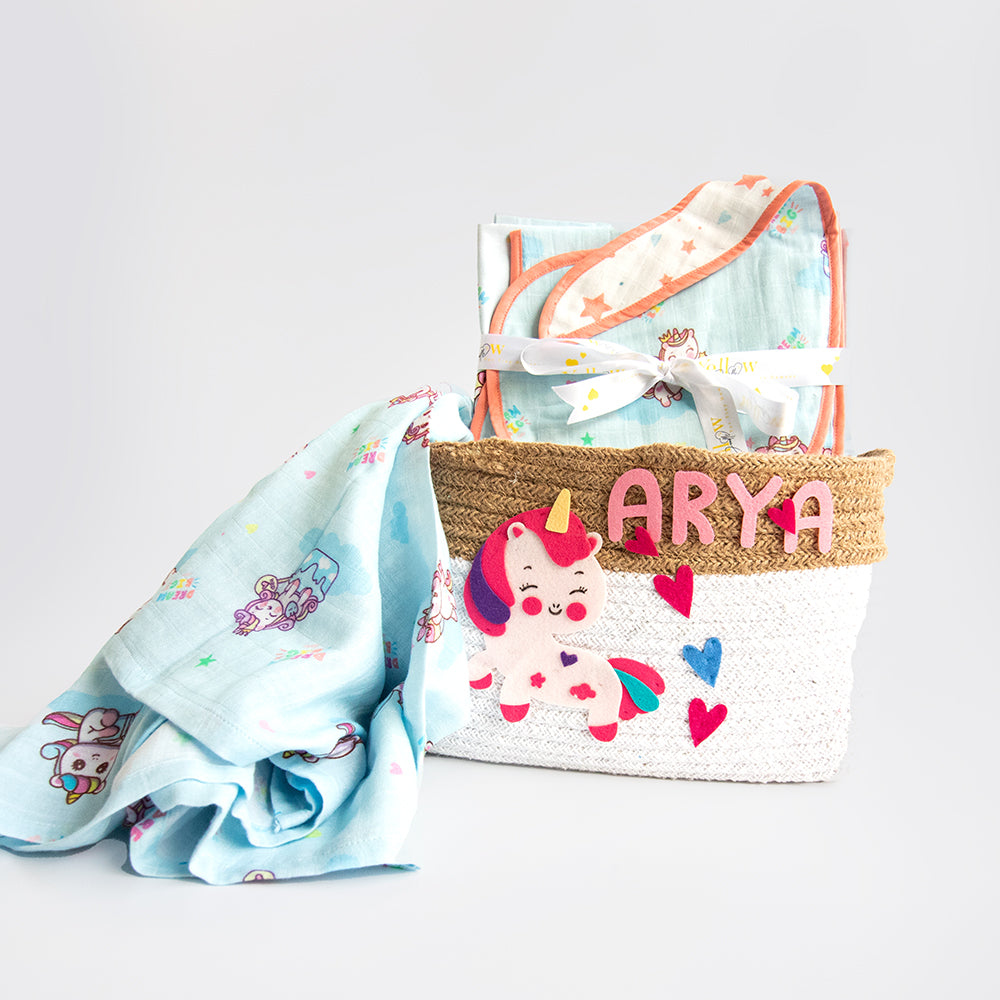 Unicorn Dreams - Welcome Baby Gift Basket