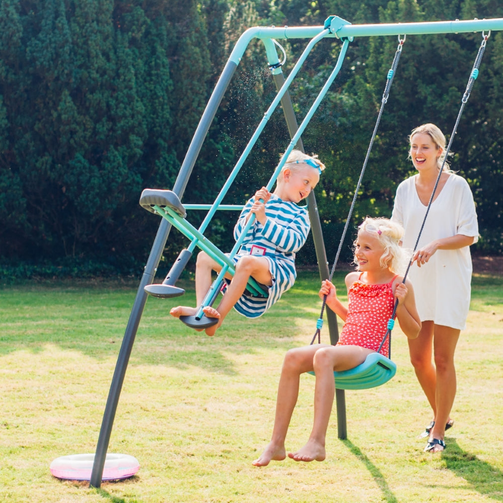 Plum® Premium Metal Single Swing and Glider With Mist + FREE Toys