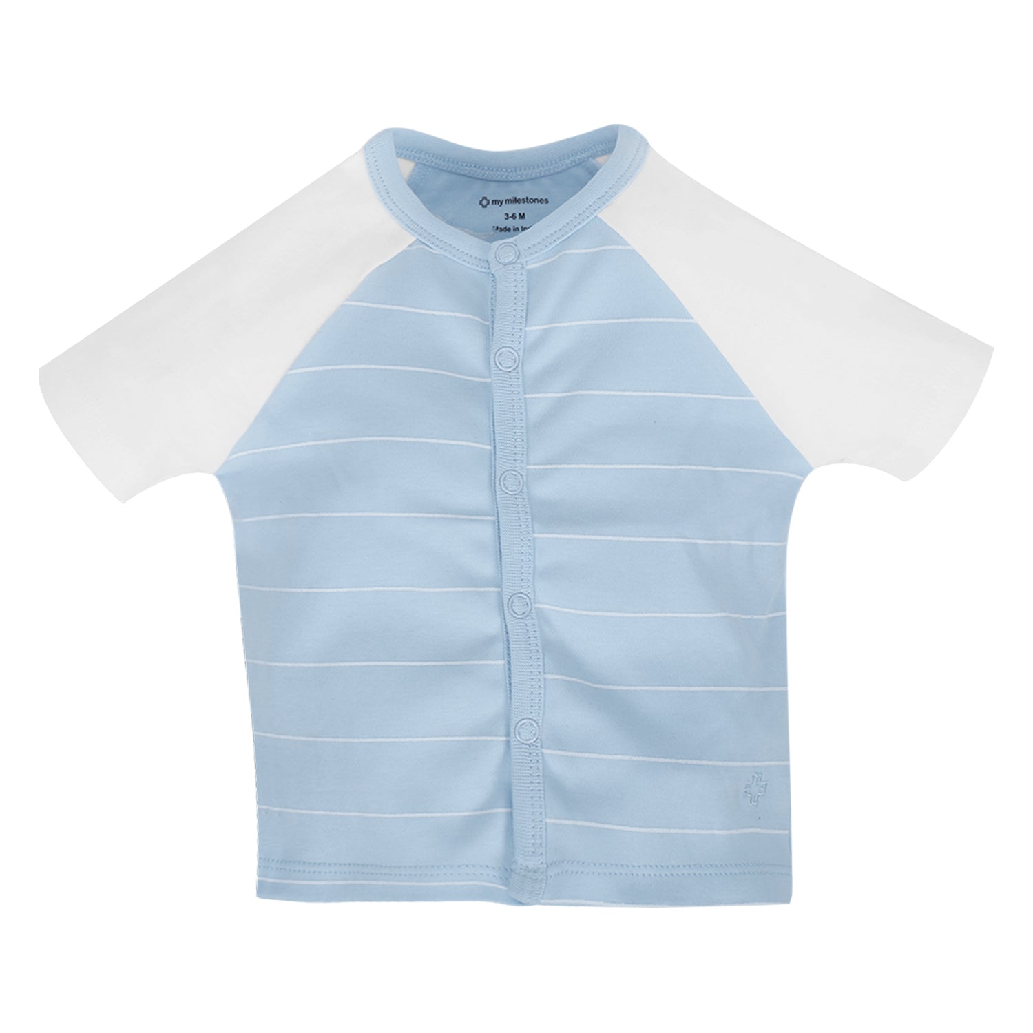 My Milestones T-shirt Half Sleeves Boys Baby Blue White / White Baby Blue -2Pc Pack