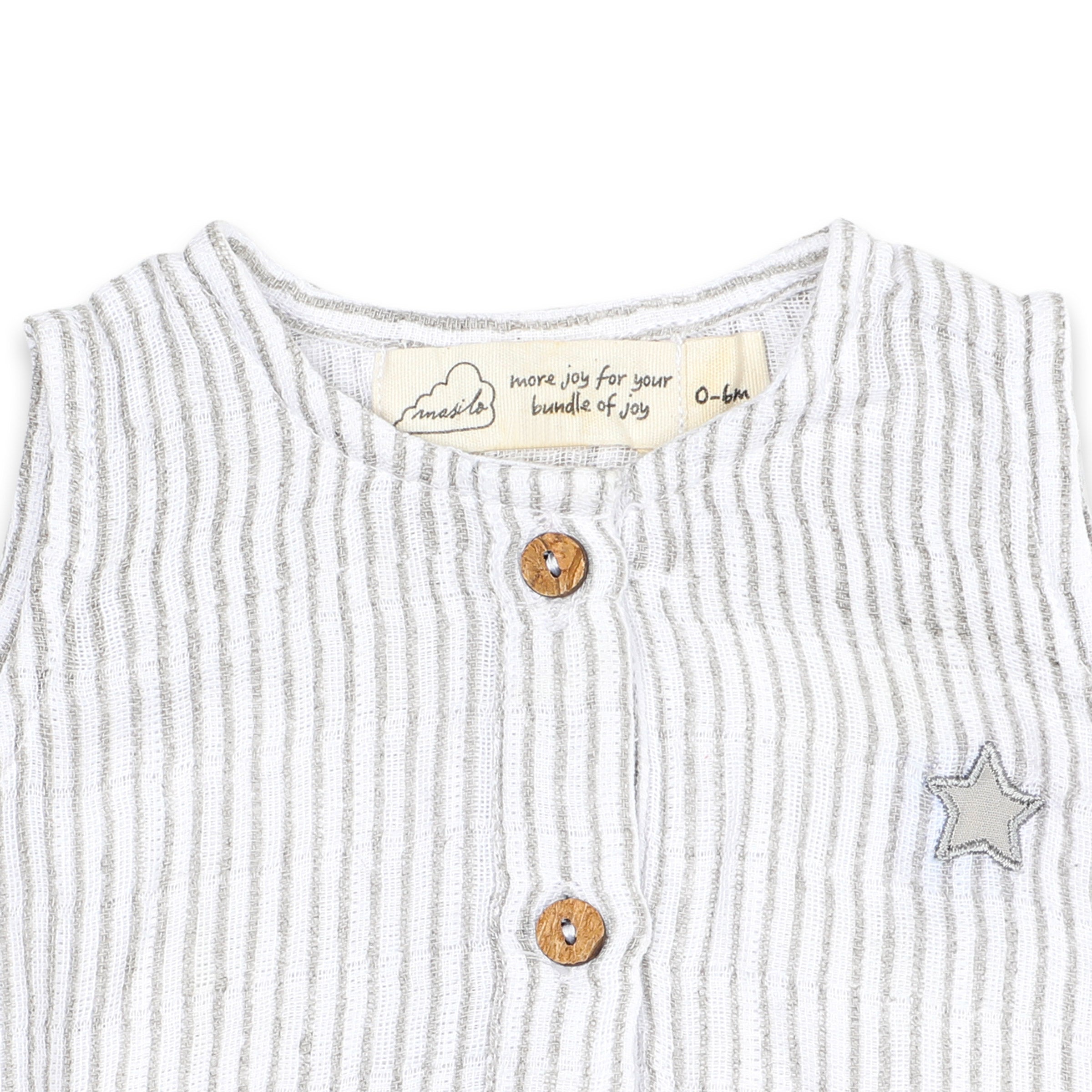 Masilo Organic Muslin Baby Romper - Grey Stripe