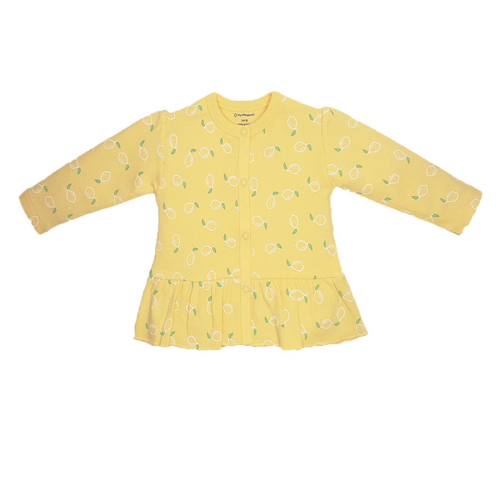 My Milestones Baby Top & Bottom Set - Lemon Yellow Print