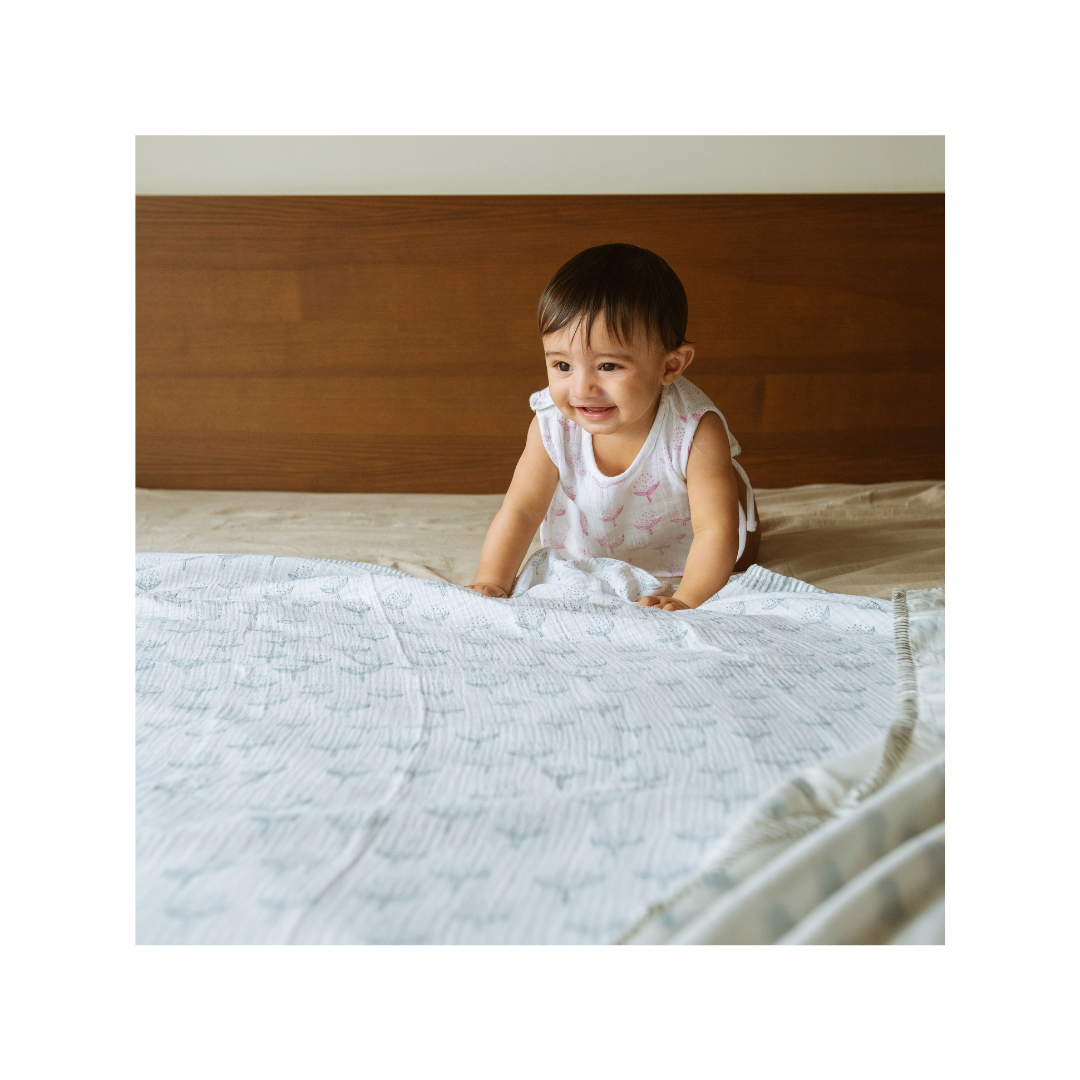 Dulaar Organic Muslin Swaddle (Hand-Block Printed) - Llama Love