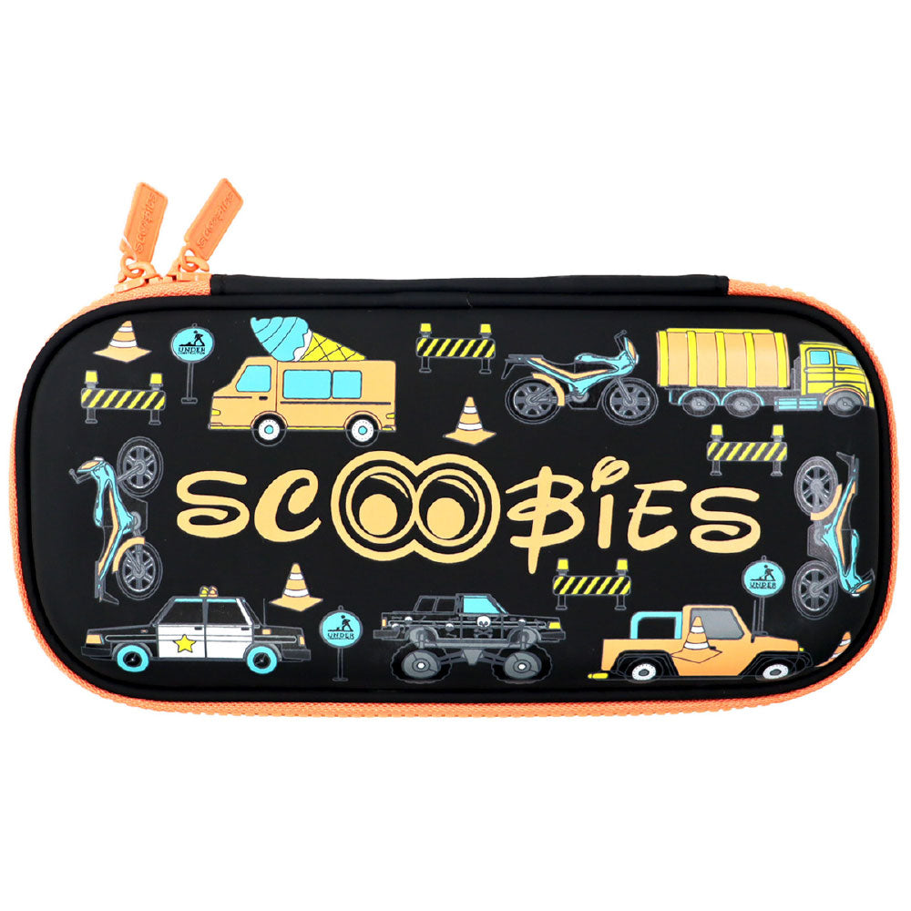 Scoobies Construction Racing Pencil Case | With Separate Pens Slot | Premium EVA Quality | Multi-Use Pouch