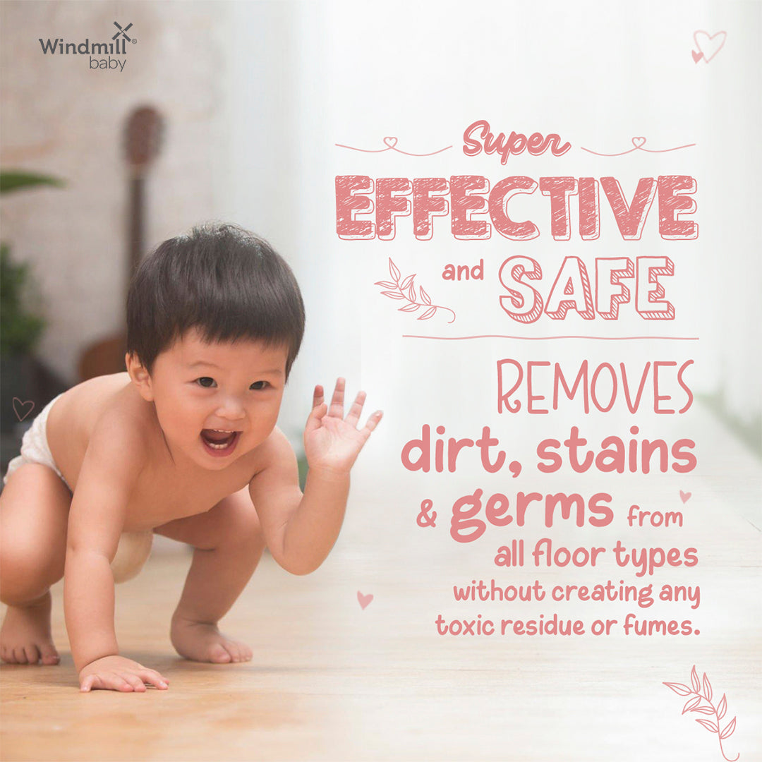 Windmill Baby Natural Floor Cleaner Citrus Fresh, Allergen And Alcohol Free, Baby Friendly, Pet Friendly, USDA Certified, For All Floor Types - 950ml